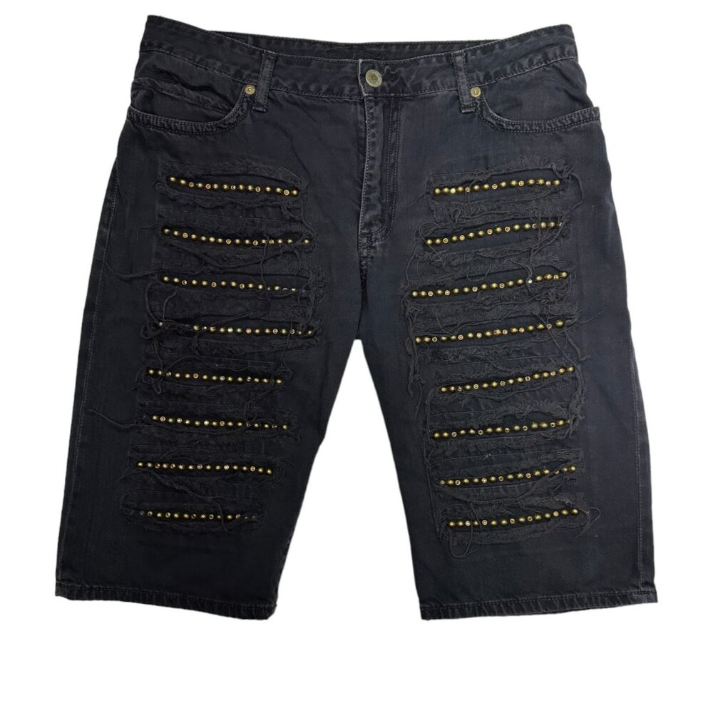 Robin's Jean Black and Gold Denim Shorts (38)